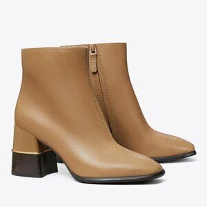 Tory Burch Square Toe Taupe Ankle Boots